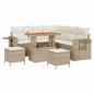 Preview: 8-teiliges Garten-Sofa-Set mit Kissen Beige Poly Rattan Akazie