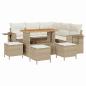 Preview: ARDEBO.de - 9-teiliges Garten Sofaset mit Kissen Beige Poly Rattan Akazie