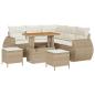 Preview: ARDEBO.de - 8-tlg. Garten-Sofagarnitur mit Kissen Beige Poly Rattan Akazie