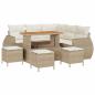 Preview: 9-tlg. Garten-Sofagarnitur mit Kissen Beige Poly Rattan Akazie