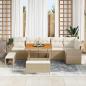 Preview: 9-teiliges Garten Sofa Set mit Kissen Beige Poly Rattan Akazie