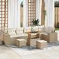 Preview: ARDEBO.de - 9-tlg. Garten-Sofagarnitur mit Kissen Beige Poly Rattan Akazie