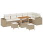Preview: 9-tlg. Garten-Sofagarnitur mit Kissen Beige Poly Rattan Akazie