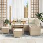 Preview: ARDEBO.de - 8-teiliges Garten Sofaset mit Kissen Beige Poly Rattan Akazie