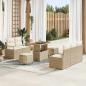 Preview: ARDEBO.de - 8-teiliges Garten-Sofa-Set mit Kissen Beige Poly-Rattan Akazie