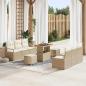 Preview: ARDEBO.de - 9-teiliges Garten Sofa Set mit Kissen Beige Poly Rattan Akazie