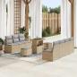 Preview: ARDEBO.de - 10-teiliges Gartensofa-Set mit Kissen Beige Poly-Rattan Akazie