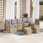 Preview: ARDEBO.de - 10-teiliges Garten Sofaset mit Kissen Beige Poly Rattan Akazienholz
