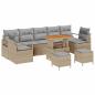 Preview: 10-teiliges Garten Sofaset mit Kissen Beige Poly Rattan Akazienholz