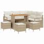 Preview: 9-teilige Garten Sofa Set mit Kissen Beige Poly Rattan Akazie