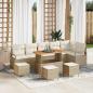 Preview: ARDEBO.de - 10-teiliges Garten Sofa Set mit Kissen Beige Poly Rattan Akazie