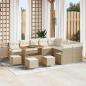 Preview: ARDEBO.de - 13-tlg. Garten-Sofagarnitur mit Kissen Beige Poly Rattan Akazie