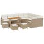 Preview: 13-tlg. Garten-Sofagarnitur mit Kissen Beige Poly Rattan Akazie
