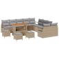 Preview: 14-teiliges Gartensofa-Set mit Kissen Beige Poly-Rattan Akazie