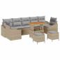 Preview: 10-teiliges Garten Sofa Set mit Kissen Beige Poly Rattan Akazie