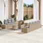 Preview: ARDEBO.de - 10-tlg. Garten-Sofagarnitur mit Kissen Beige Poly Rattan Akazie