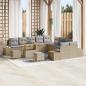 Preview: ARDEBO.de - 13-tlg. Garten-Sofagarnitur mit Kissen Beige Poly Rattan Akazie