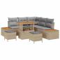 Preview: ARDEBO.de - 8-teiliges Garten Sofa Set mit Kissen Beige Poly Rattan Akazie