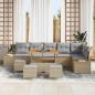 Preview: ARDEBO.de - 10-teiliges Garten-Sofa-Set mit Kissen Beiges Poly Rattan Akazie