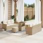 Preview: ARDEBO.de - 9-teiliges Garten Sofa Set mit Kissen Beige Poly Rattan Akazie
