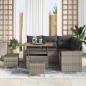Preview: 8-tlg. Garten-Sofagarnitur mit Kissen Grau Poly Rattan Akazie