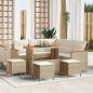 Preview: ARDEBO.de - 9-tlg. Garten-Sofagarnitur mit Kissen Beige Poly Rattan Akazie