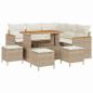 Preview: 9-tlg. Garten-Sofagarnitur mit Kissen Beige Poly Rattan Akazie