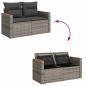 Preview: 9-tlg. Garten-Sofagarnitur mit Kissen Grau Poly Rattan Akazie