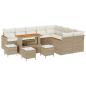 Preview: 13-teiliges Garten-Sofa-Set mit Kissen Beige Poly Rattan Akazie