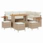 Preview: 9-teiliges Garten Sofa Set mit Kissen Beige Poly Rattan Akazie