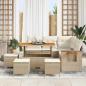 Preview: 9-teiliges Garten Sofa Set mit Kissen Beige Poly Rattan Akazie