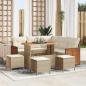 Preview: ARDEBO.de - 9-teiliges Garten-Sofaset mit Kissen Beige Poly-Rattan Akazie