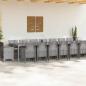 Preview: 17-teiliges Garten Essgruppen Set mit Kissen Hellgrau Poly Rattan
