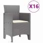 Preview: 17-teiliges Garten Essgruppen Set mit Kissen Hellgrau Poly Rattan
