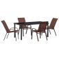 Preview: 5-teiliges Garten Esszimmer Set Braun Textilene und Stahl