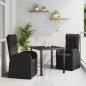 Preview: ARDEBO.de - 3-teiliges Garten-Dining-Set mit Kissen Schwarz Poly Rattan
