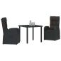 Preview: 3-teiliges Garten-Dining-Set mit Kissen Schwarz Poly Rattan