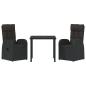 Preview: 3-teiliges Garten-Dining-Set mit Kissen Schwarz Poly Rattan