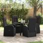 Preview: ARDEBO.de - 5-teiliges Garten-Essset mit Kissen - Schwarzes Poly-Rattan
