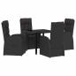 Preview: 5-teiliges Garten-Essset mit Kissen - Schwarzes Poly-Rattan