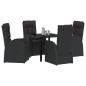 Preview: 5-teiliges Garten-Essset mit Kissen - Schwarzes Poly-Rattan