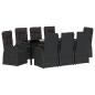Preview: Garten Essgruppe 9 stk. Schwarz Poly-Rattan