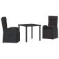 Preview: 3-teiliges Gartenset mit Kissen aus schwarzem Poly-Rattan