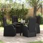 Preview: ARDEBO.de - 5-teiliges Garten-Ess-Set mit Kissen Schwarz Poly-Rattan