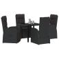 Preview: 5-teiliges Garten-Ess-Set mit Kissen Schwarz Poly-Rattan