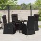 Preview: 5-teiliges Garten-Ess-Set mit Kissen Schwarz Poly-Rattan