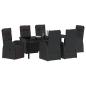 Preview: ARDEBO.de - 7-teiliges Garten-Esszimmer-Set mit Kissen Schwarz Poly-Rattan