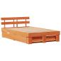 Preview: Bettgestell mit Schubladen Wachsbraun 140x190 cm Massivholz Kiefer