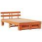 Preview: Bettgestell mit Schubladen Wachsbraun 140x190 cm Massivholz Kiefer