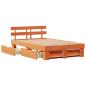 Preview: Bettgestell mit Schubladen Wachsbraun 135x190 cm Massivholz Kiefer